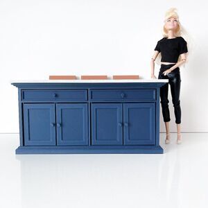Barbie Integrity Doll Navy Kitchen Island 1:6 Scale 3 Matched Chairs 3D Printed